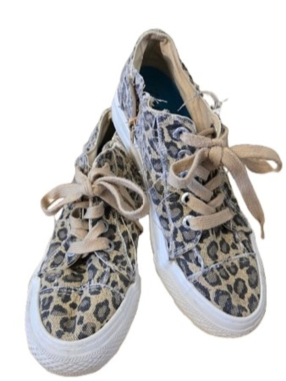 Blowfish Malibu Women's Leopard Canvas Side-Zippered Sneakers, Sz 8